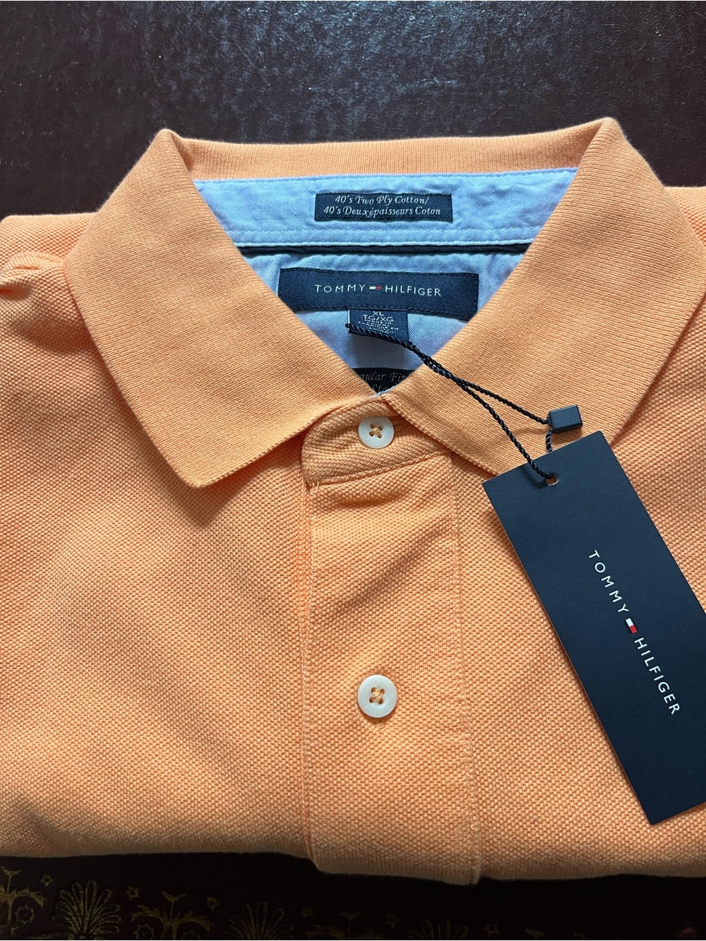 Tommy Hilfiger Men’s Peach-Orange Polo Shirt NWT, XL